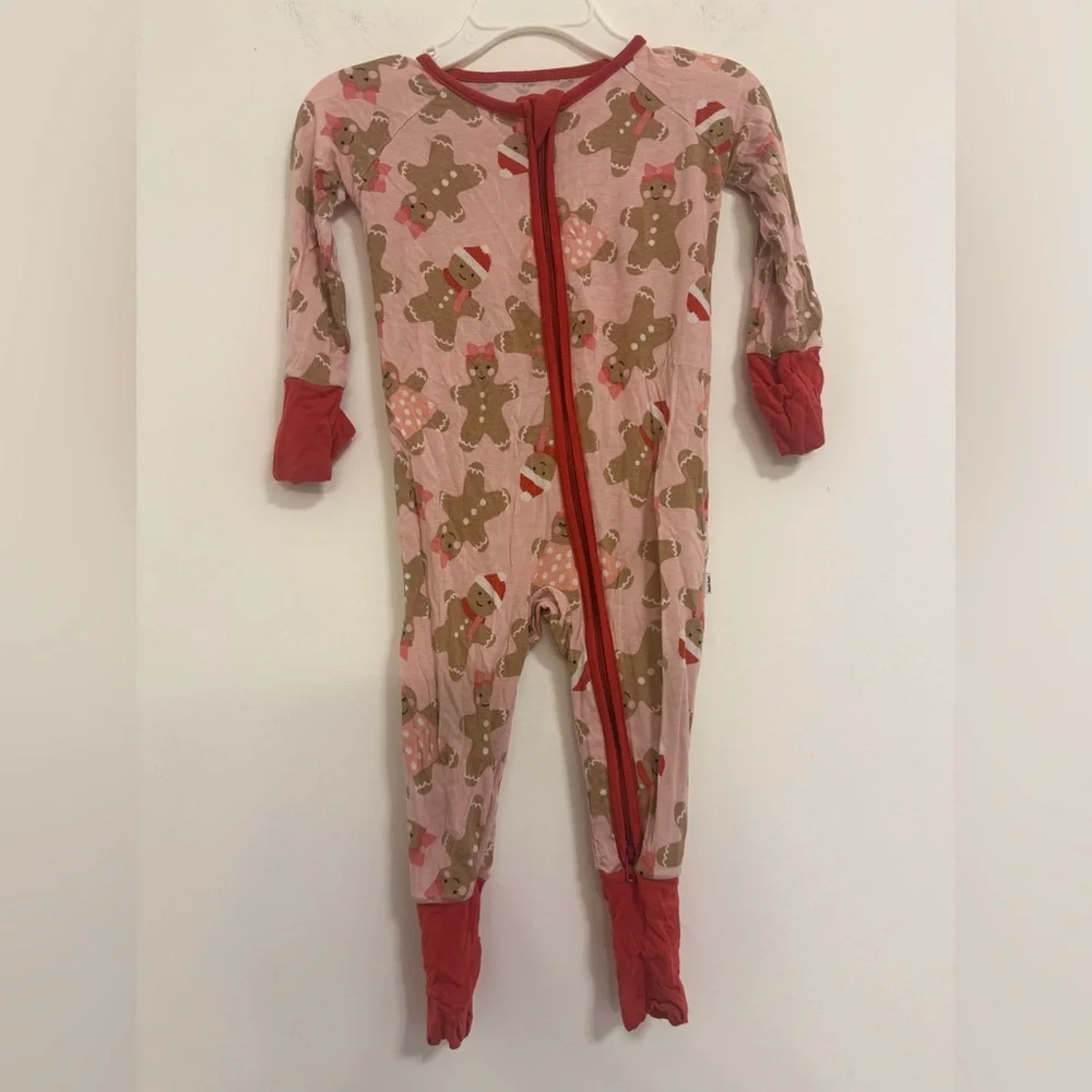 Little Sleepies Gingerbread Baby 3-6 months  Pajamas - Pink and Red